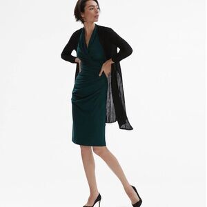 M.M. Lafleur Graham Kimono Cardigan Sheer Rib Open Duster Black Sweater Large